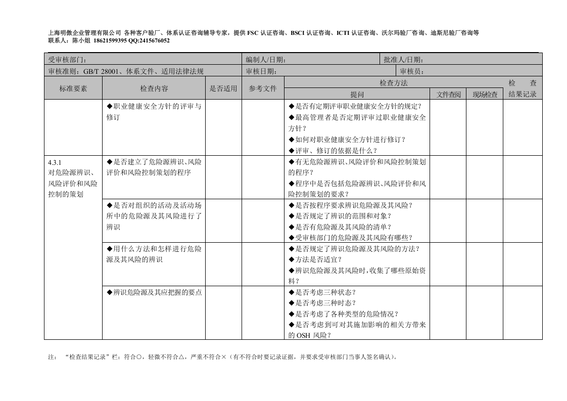 职业健康安全管理体系审核检查表.docx 第2页
