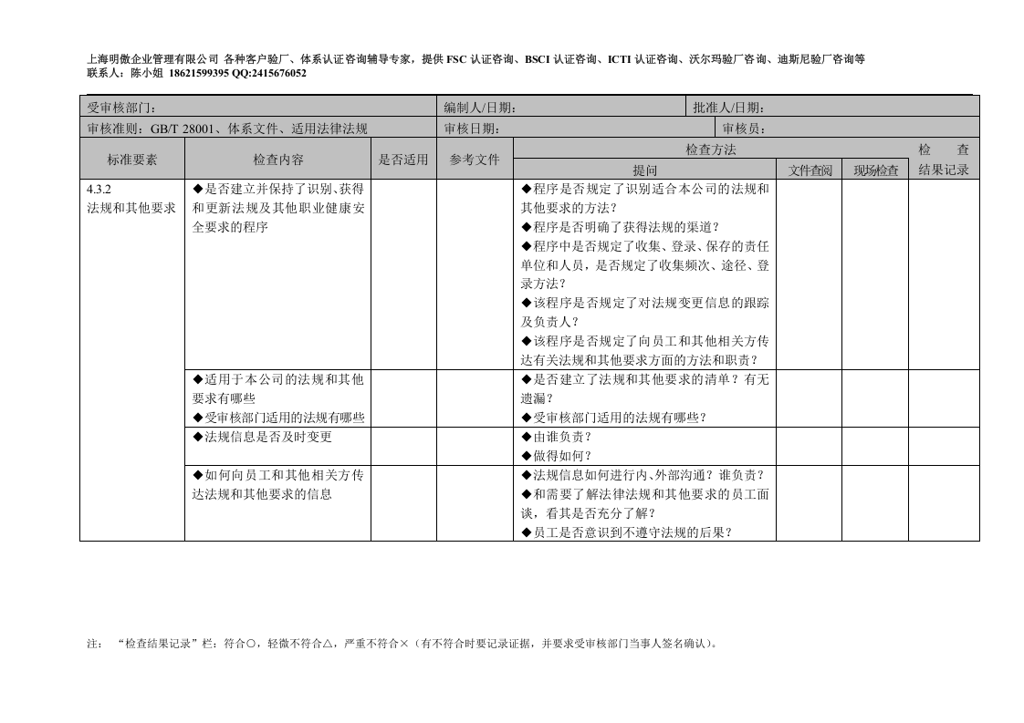 职业健康安全管理体系审核检查表.docx 第4页