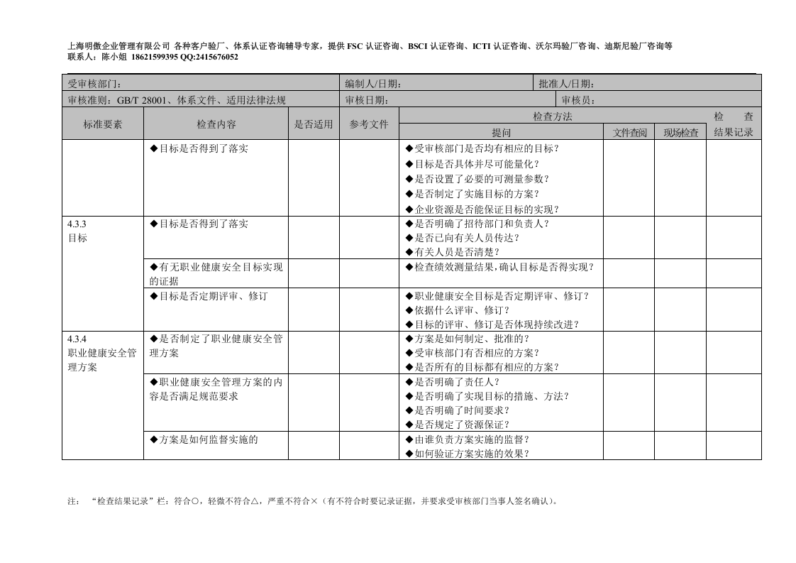 职业健康安全管理体系审核检查表.docx 第6页