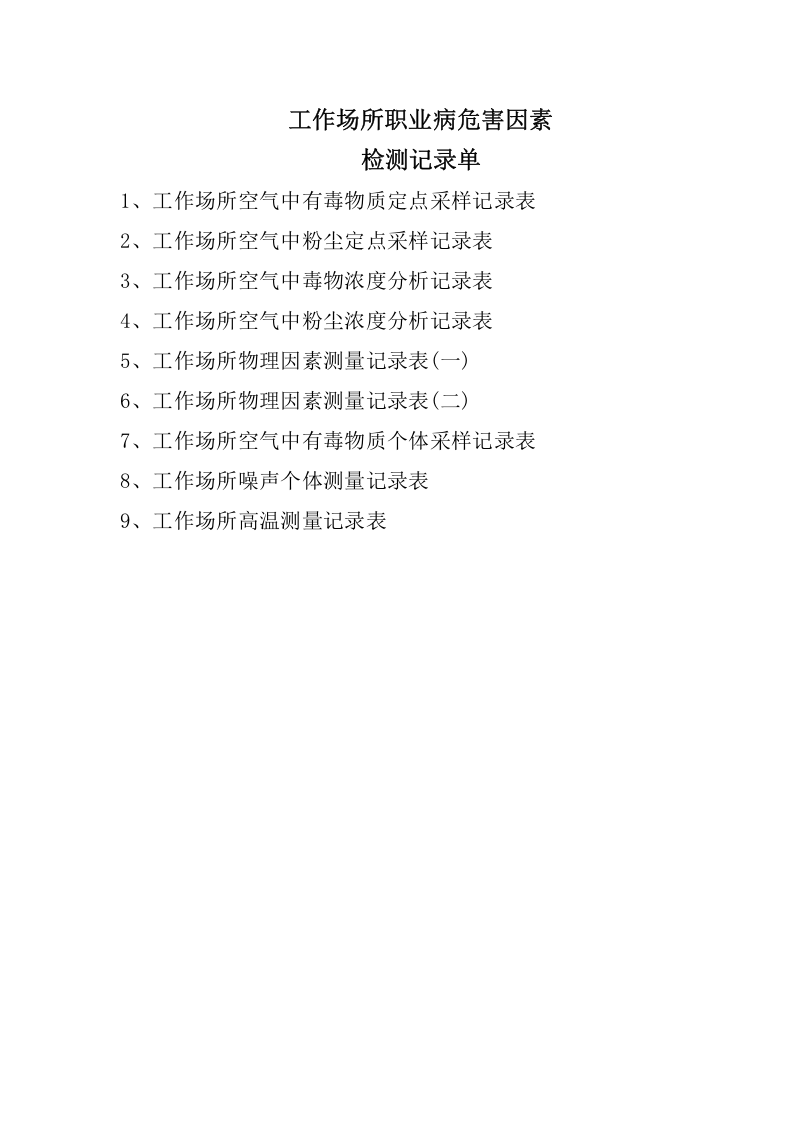 工作场所职业病危害因素检测原始记录表.docx 第1页