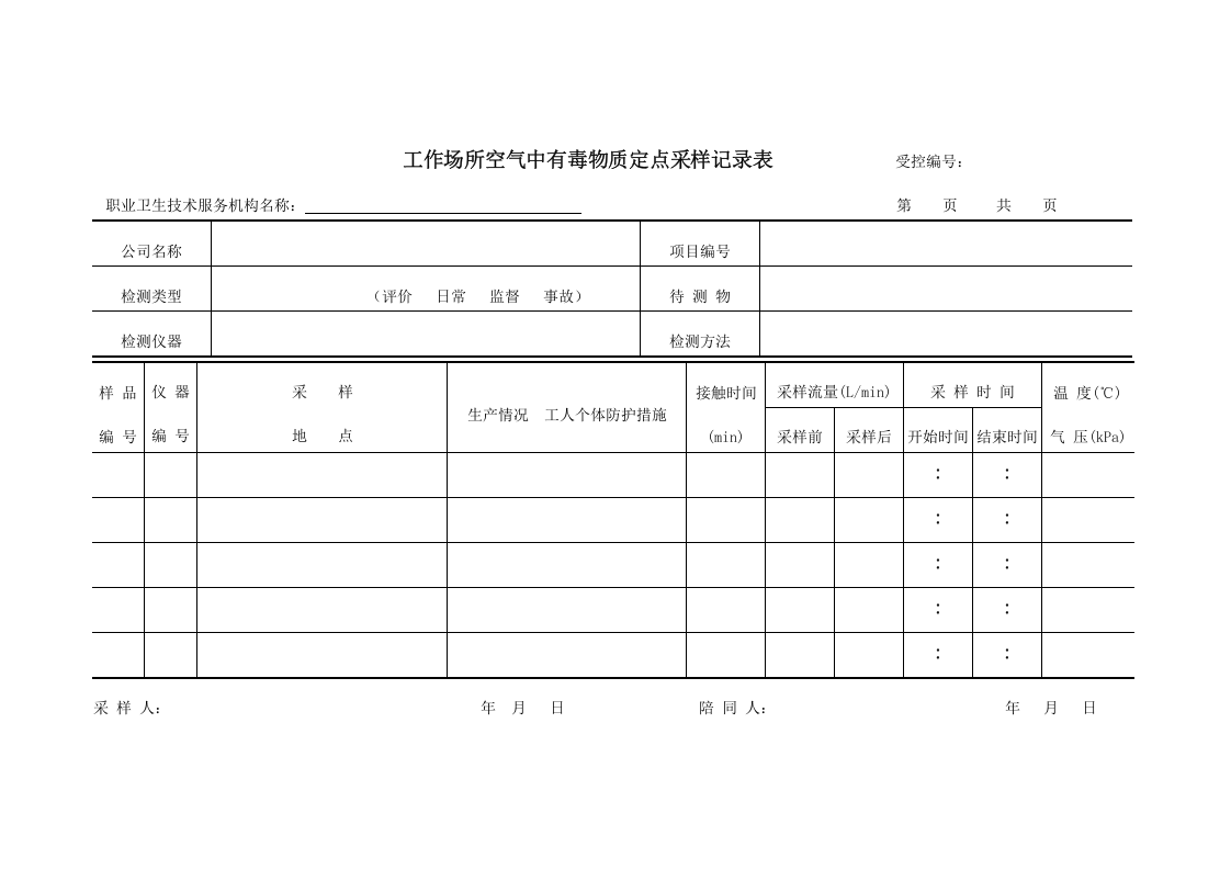 工作场所职业病危害因素检测原始记录表.docx 第2页
