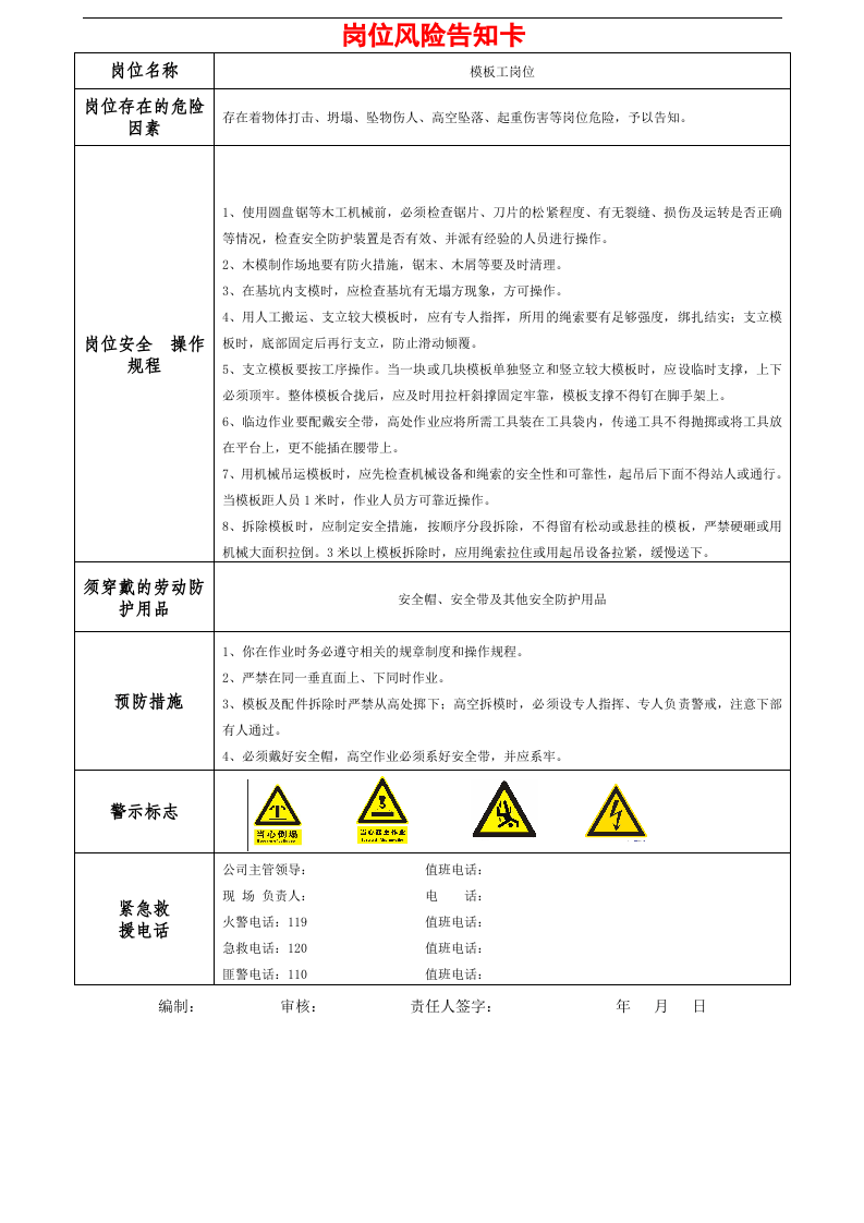 施工岗位风险告知卡(改).docx 第4页