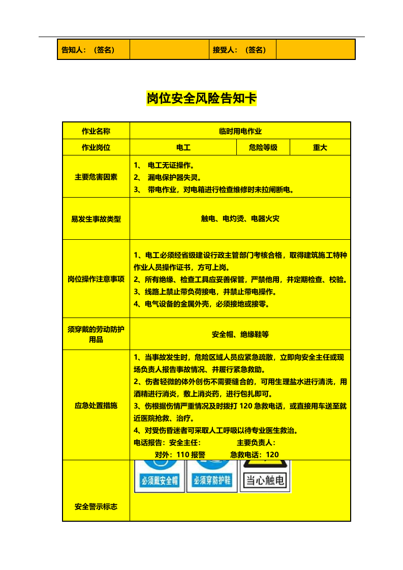 施工岗位安全风险告知卡（全套）.docx 第4页