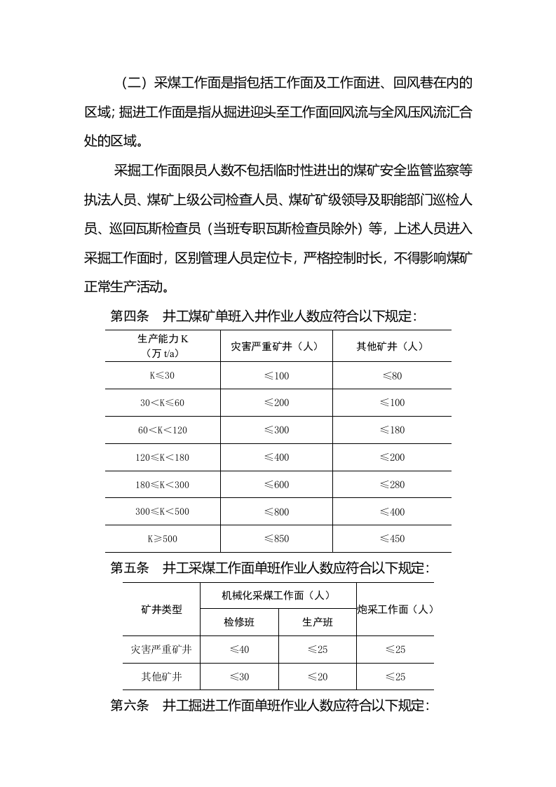 煤矿单班入井（坑）作业人数限员规定（矿安〔2023〕129号）.docx 第2页