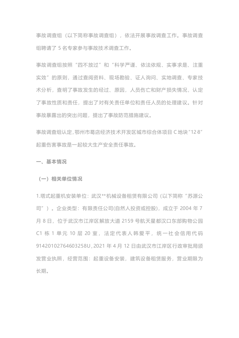 鄂州市葛店经济技术开发区城市综合体项目事故调查报告.docx 第2页
