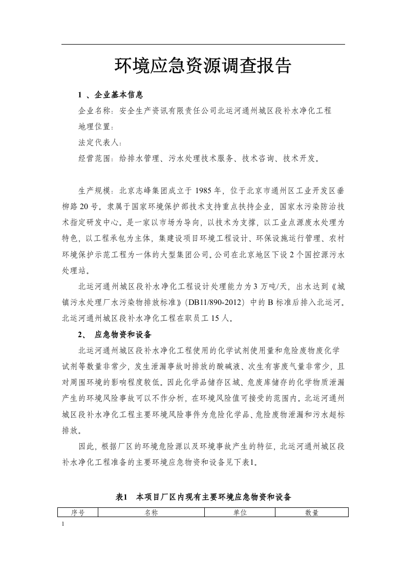 水处理环境应急预案环境应急资源调查报告.docx 第2页
