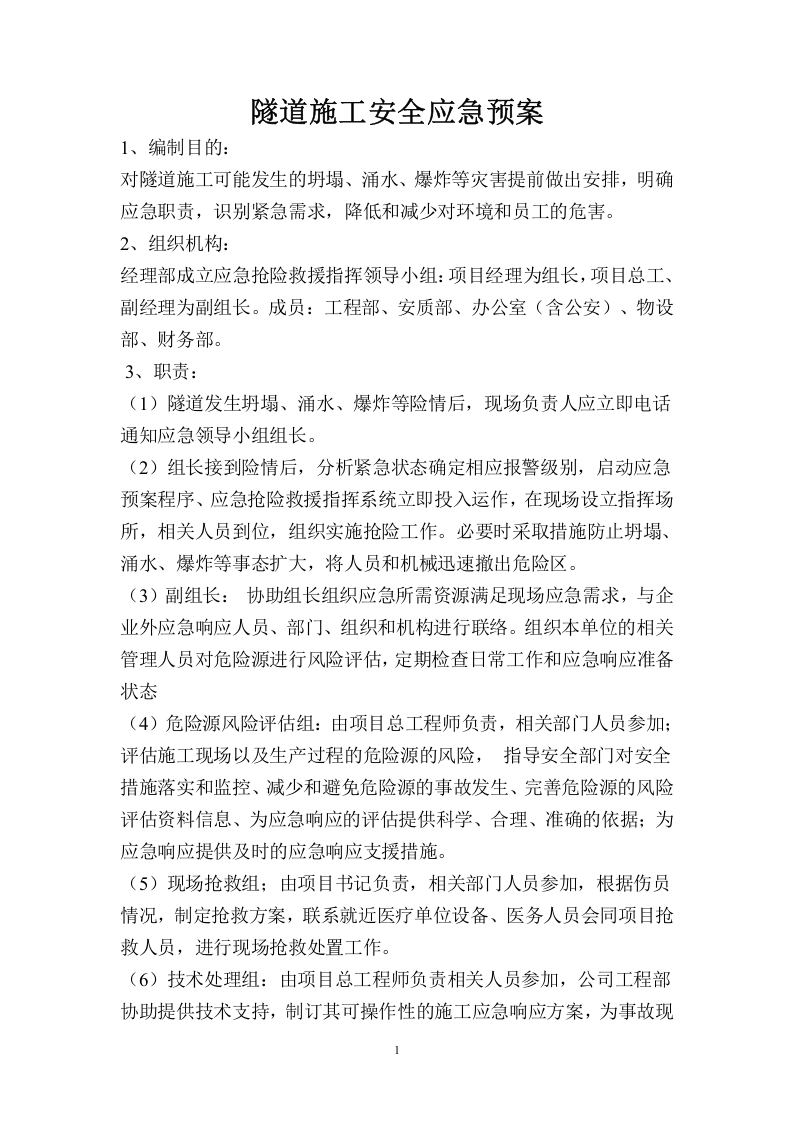 隧道施工安全应急预案.docx 第1页