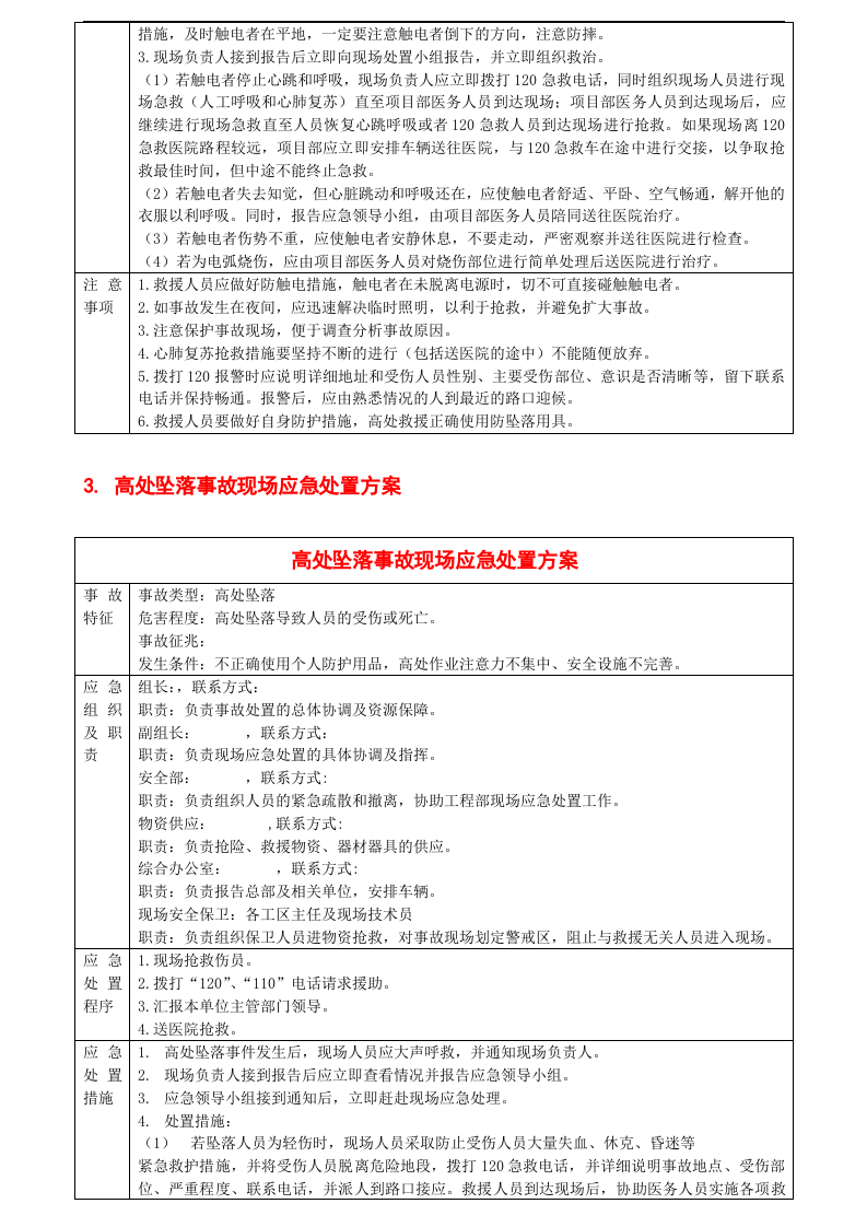应急救援预案现场处置方案，表格式.docx 第5页