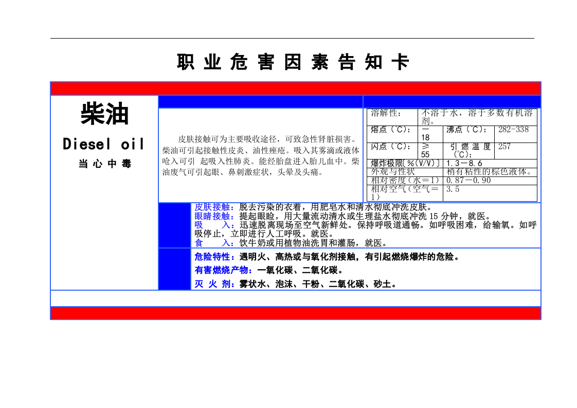 职业危害告知卡--柴油.docx 第1页