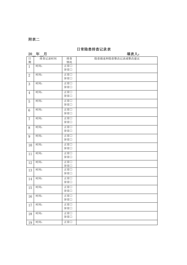 隐患排查表格汇总2020.docx 第3页