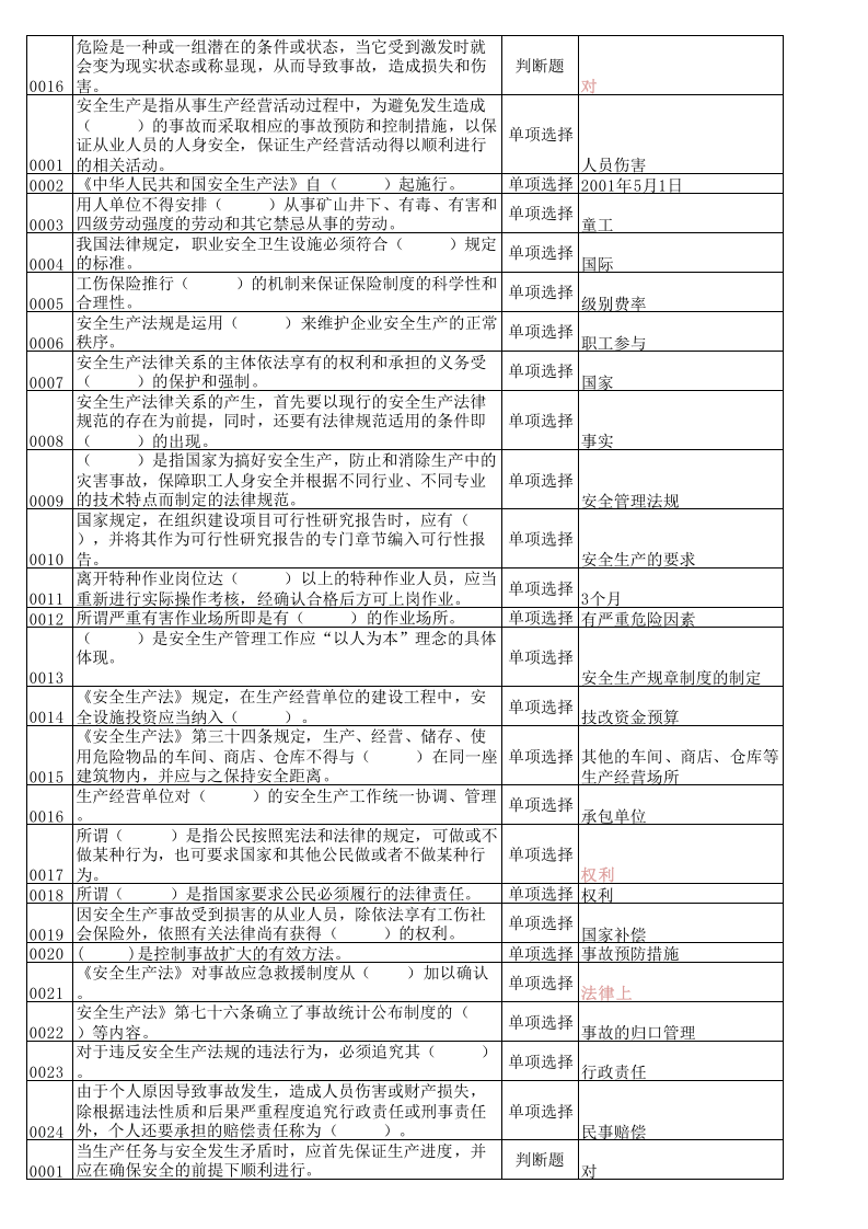 安全生产管理人员试题.xls 第3页