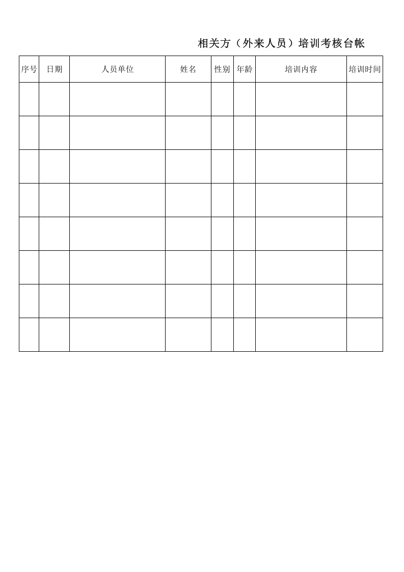 相关方（外来人员）的培训考核台账.xls 第1页
