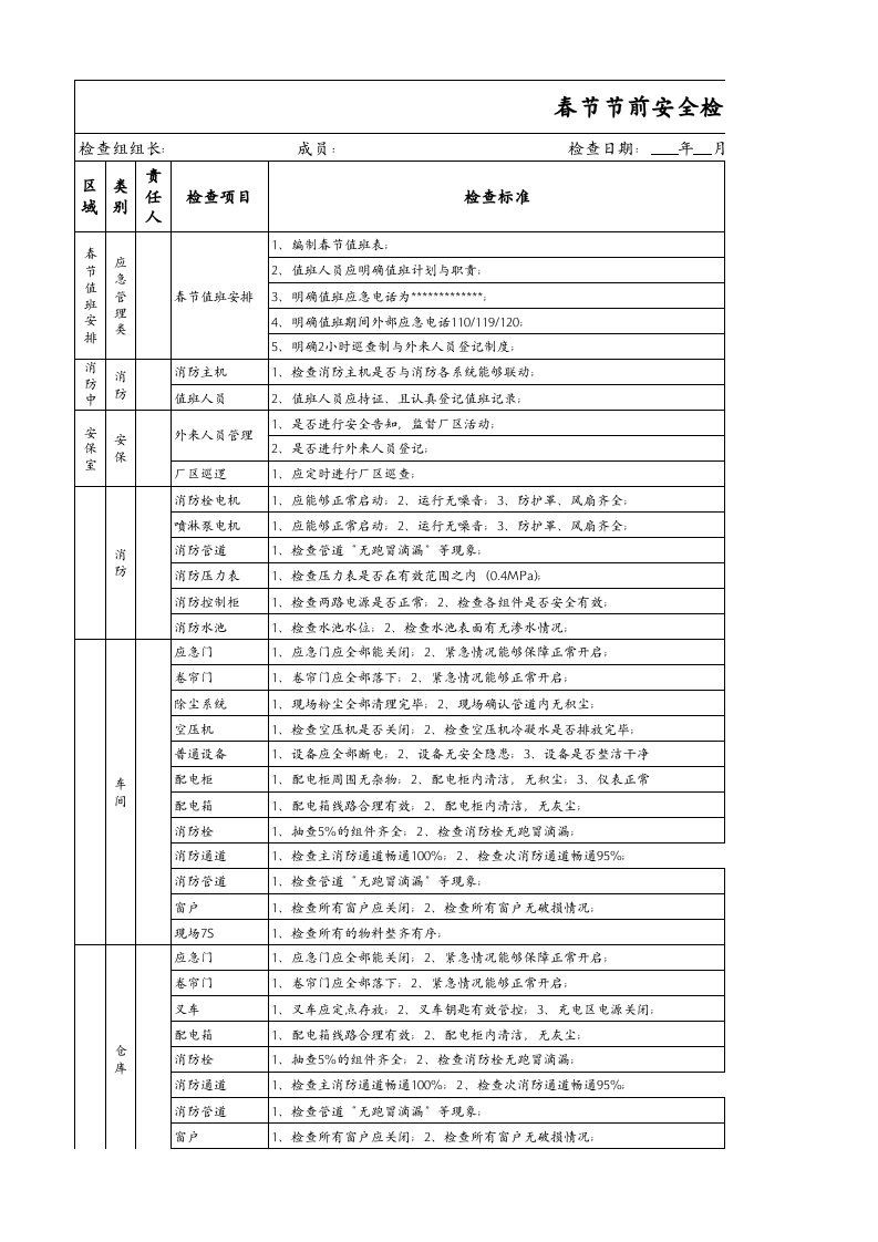 检查-春节节前安全检查（全面）.xlsx 第1页