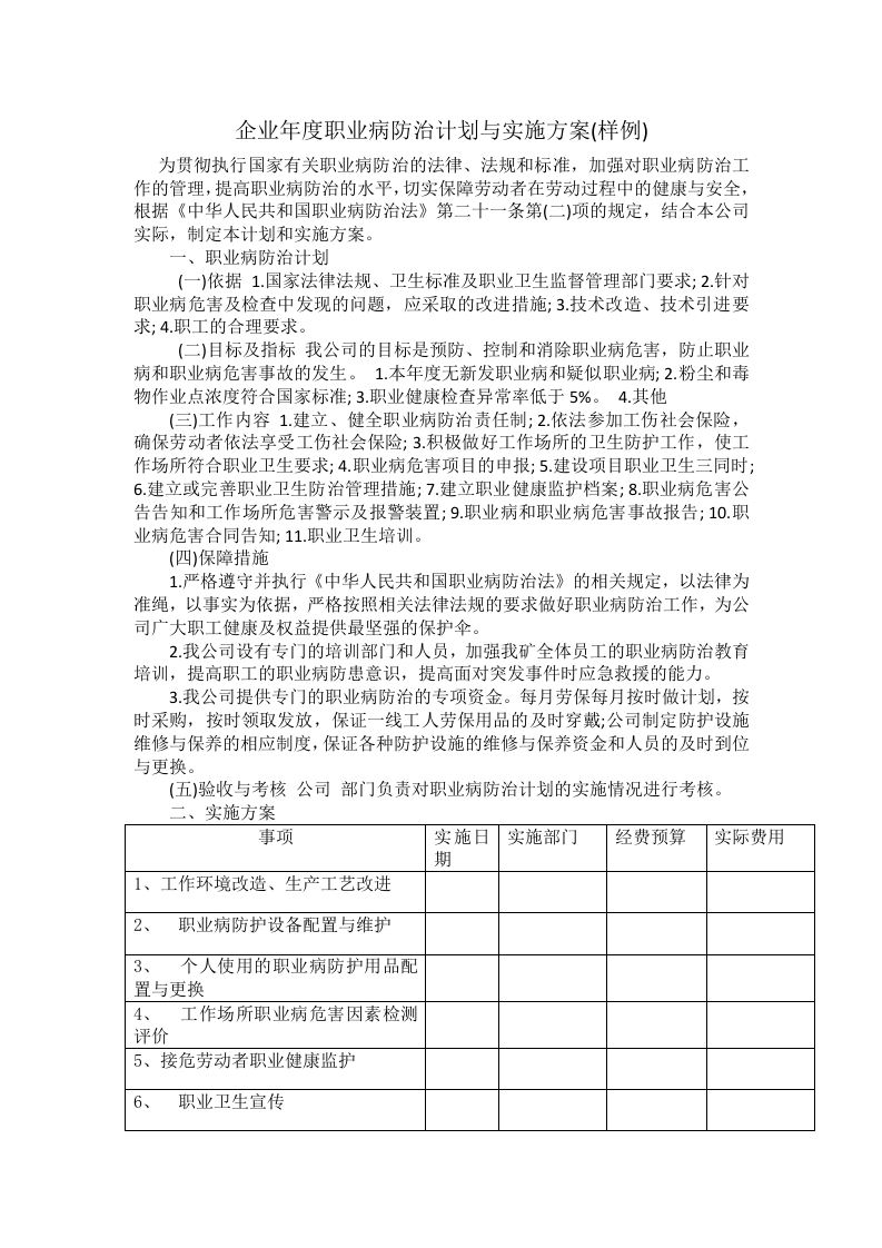职业病防治计划与实施方案.doc 第1页