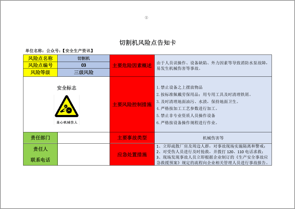 常用双重预防体系风险告知卡（全套）.docx 第1页