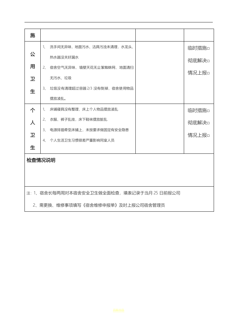 【表格】公司员工宿舍安全卫生检查表.docx 第2页