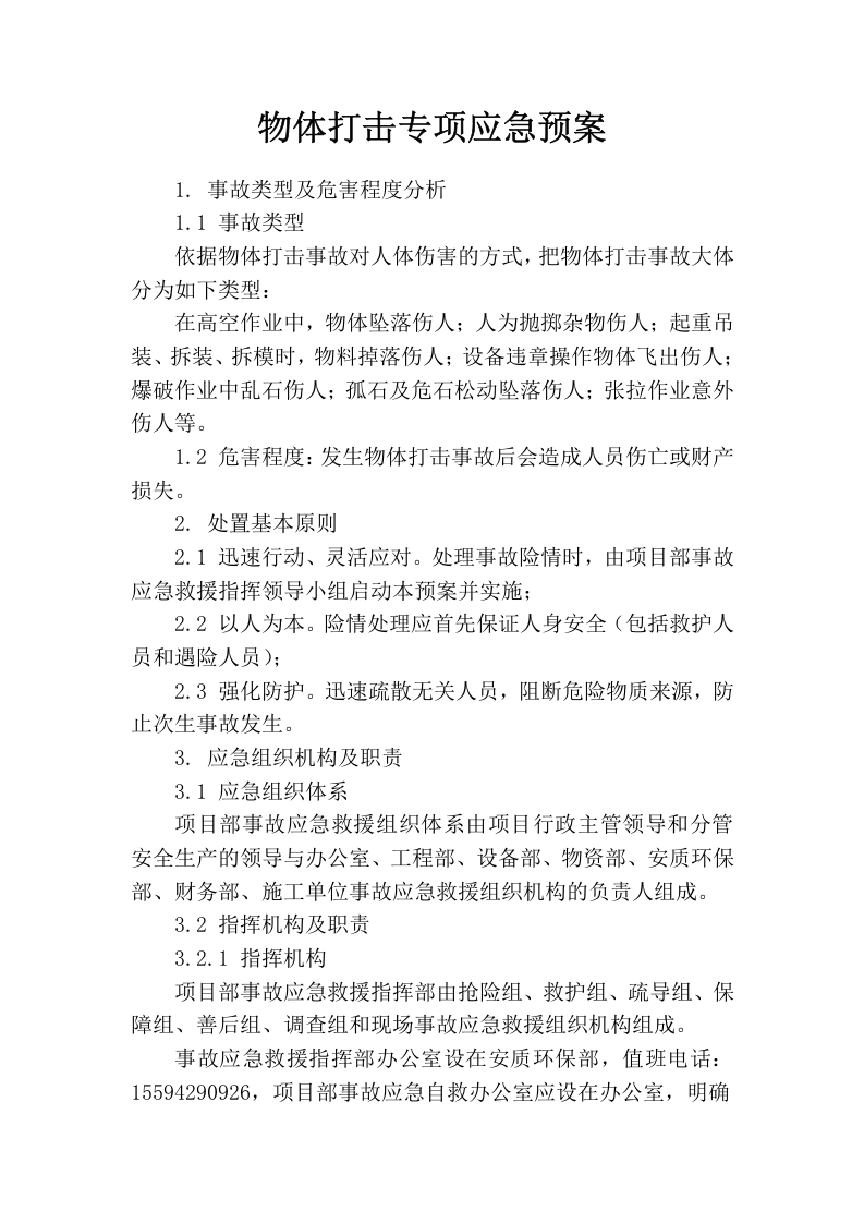 物体打击专项应急预案.docx 第1页