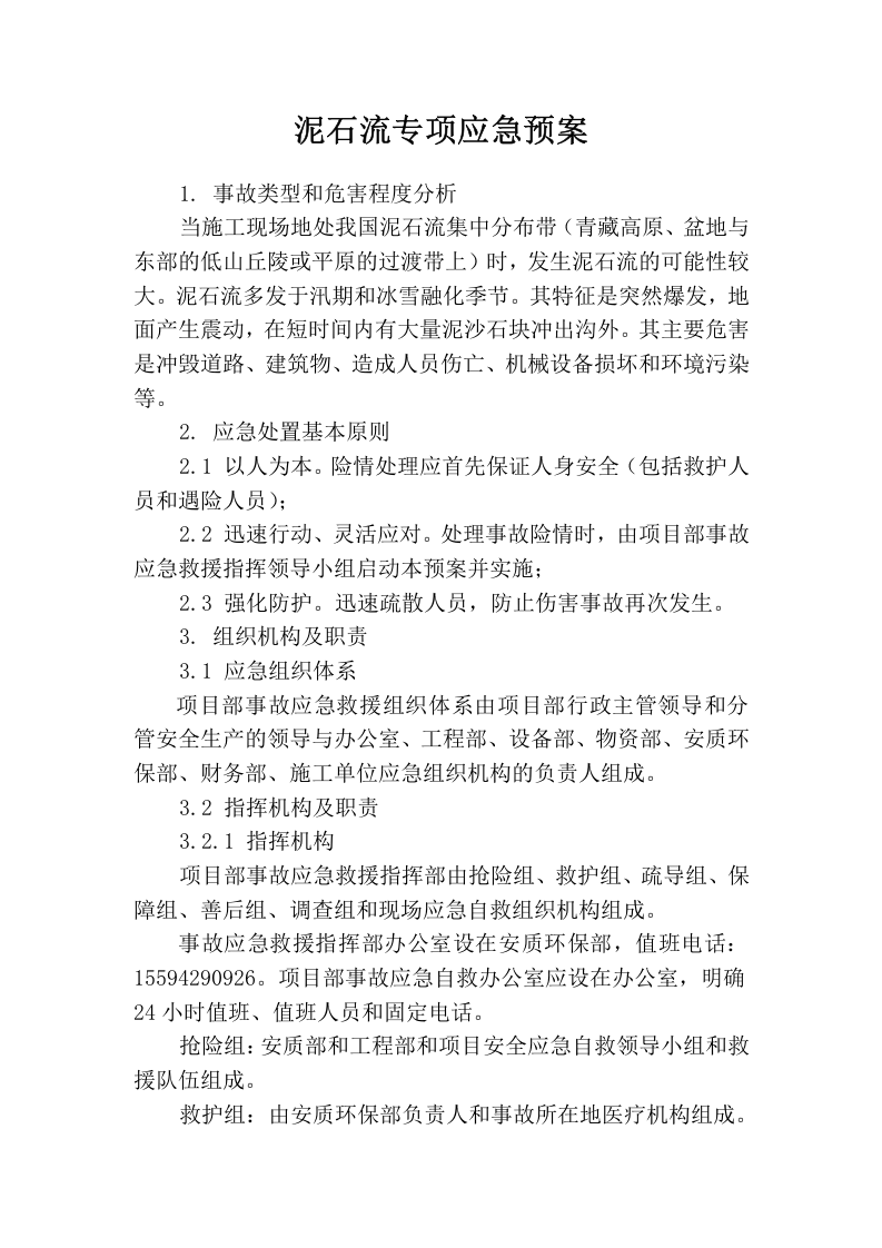 泥石流专项应急预案.docx 第1页