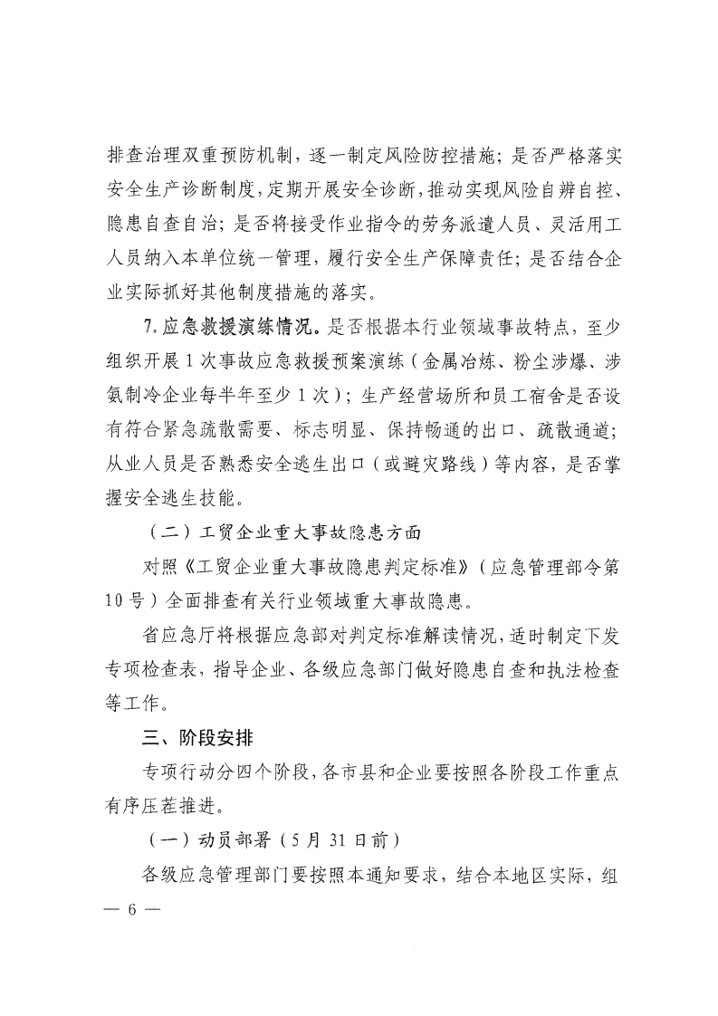 鲁应急字〔2023〕55号关于印发《全省冶金等工贸行业重大事故隐患专项排查整治2023行动实施方案》的通知.pdf 第6页