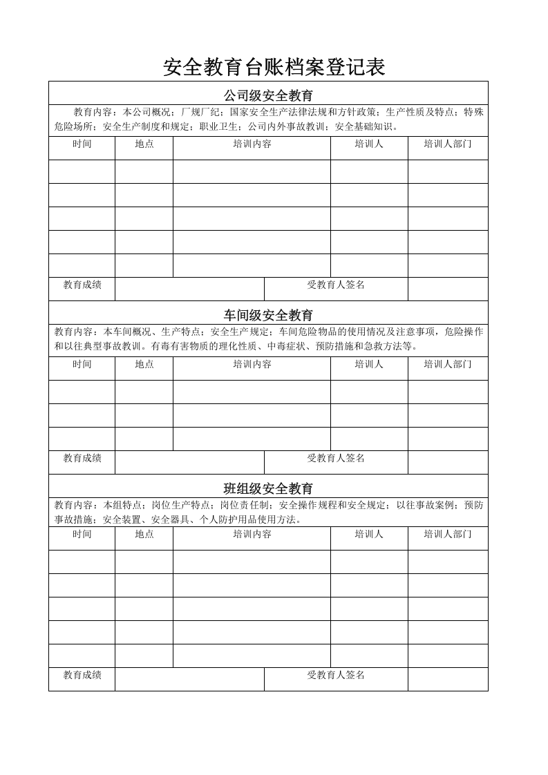 安全生产教育培训档案（一人一档）.docx 第3页