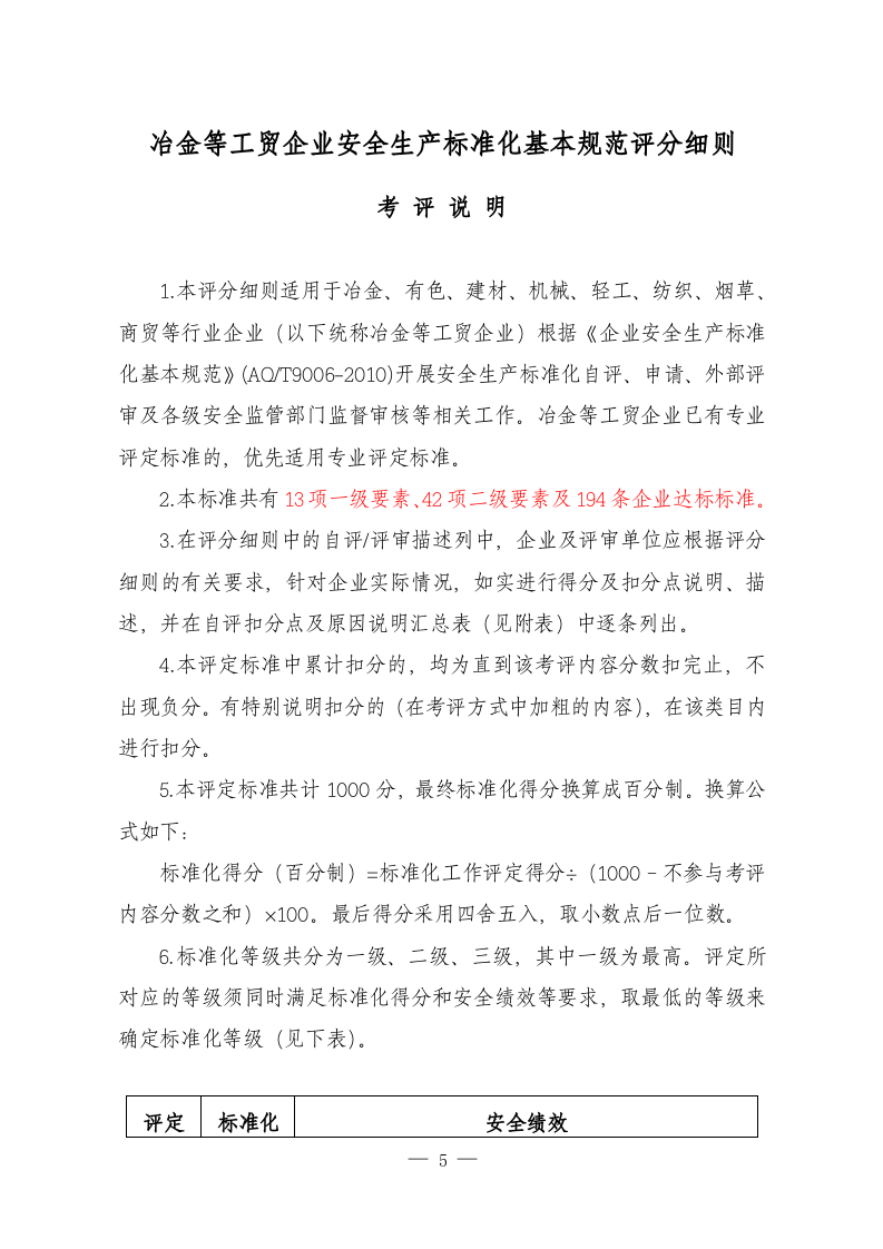 冶金等工贸企业安全生产标准化自评报告和基本规范评分细则（13要素）.docx 第5页