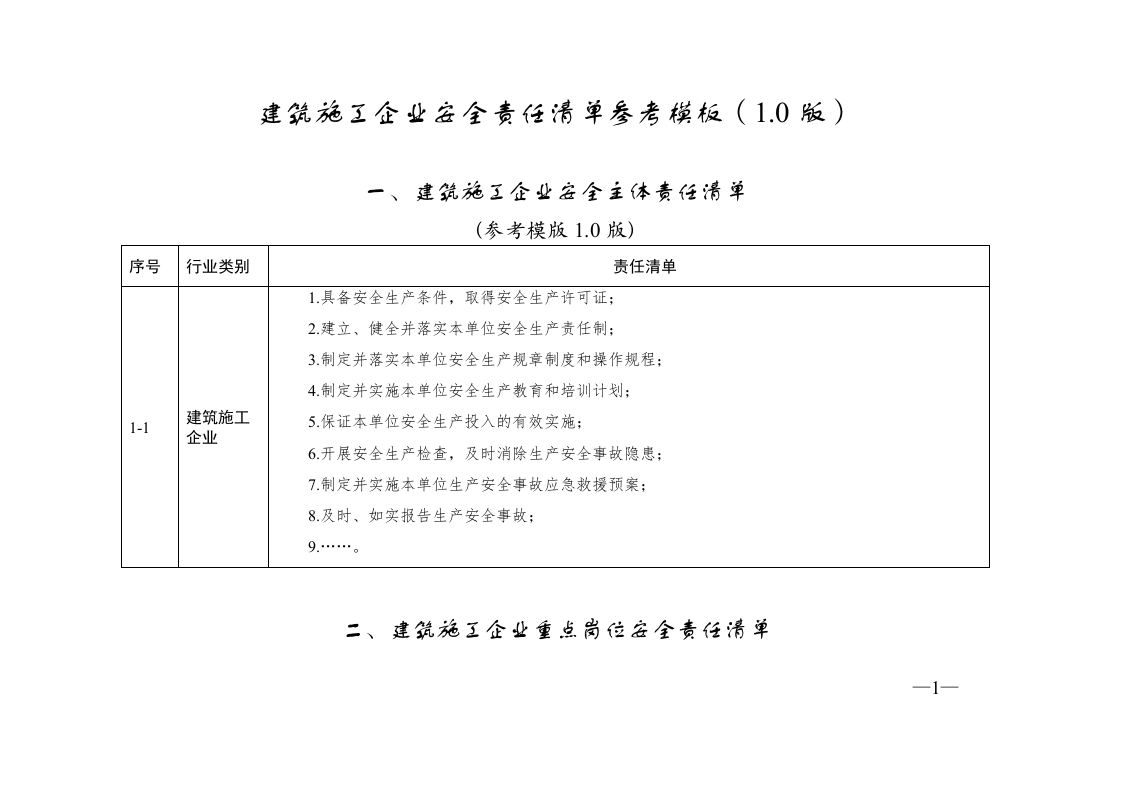 【汇编】施工单位安全责任清单汇编（53页）.doc 第1页