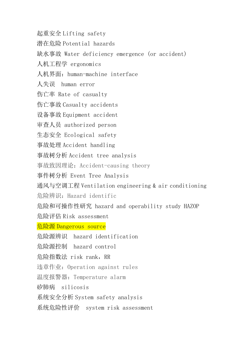 EHS安全环保专业英语词汇_117页.docx 第4页