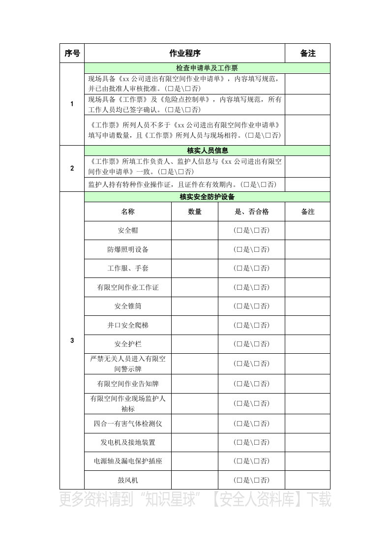 【有限空间管理档案】第11部分：有限空间作业现场许可单.docx 第2页