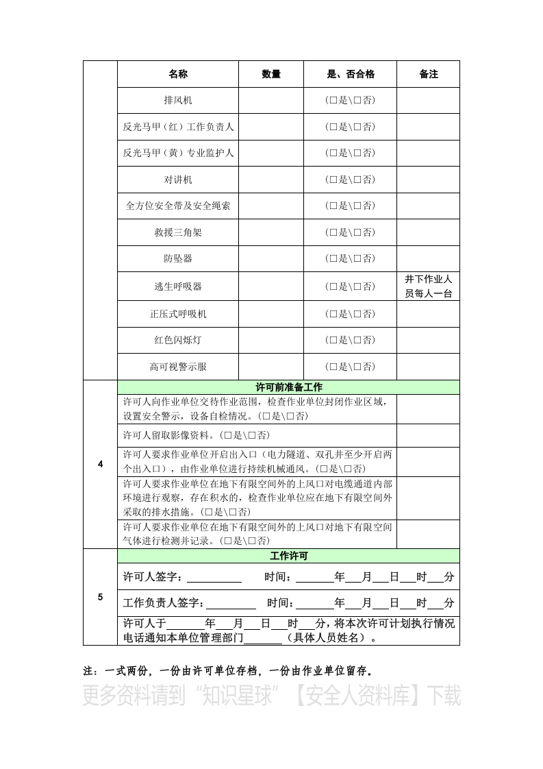 【有限空间管理档案】第11部分：有限空间作业现场许可单.docx 第3页