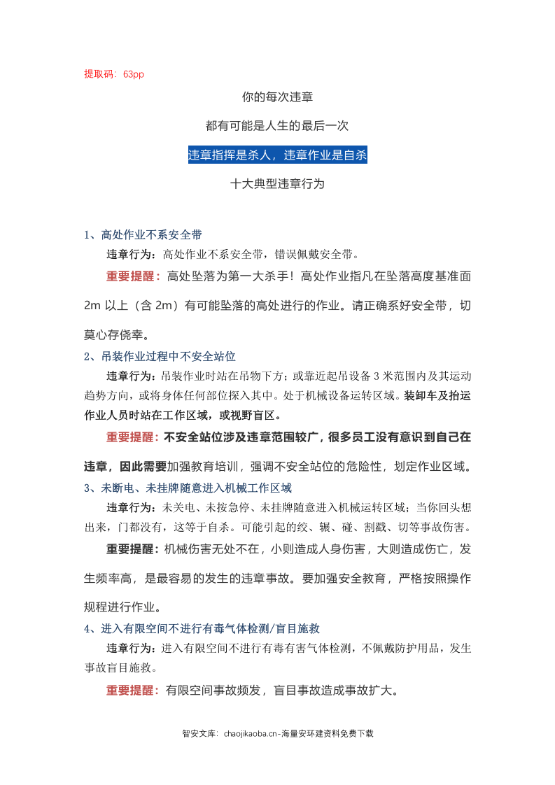 四不伤害及十大致命违章行为.docx 第6页
