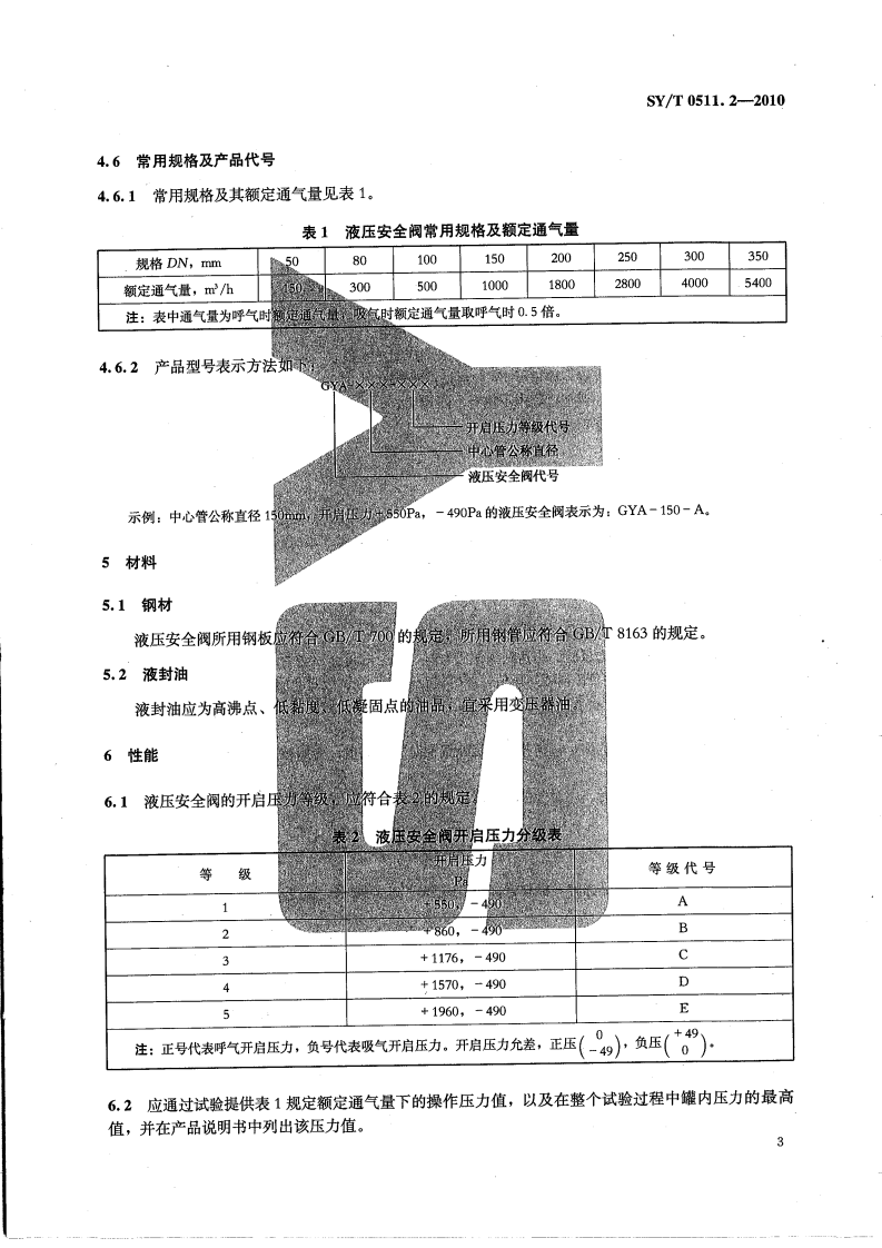 【储罐23】SYT_0511.2-2010;_石油储罐附件_第2部分：液压安全阀.pdf 第6页