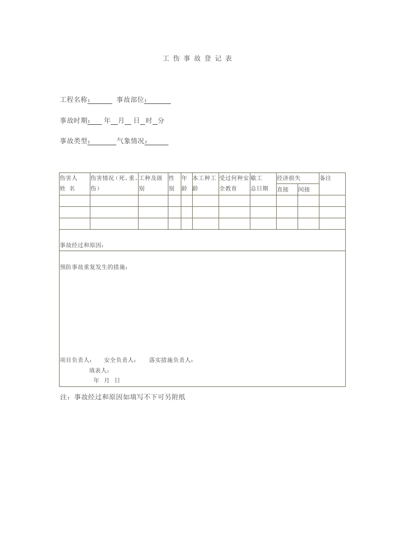 工 伤 事 故 登 记 表.docx 第1页