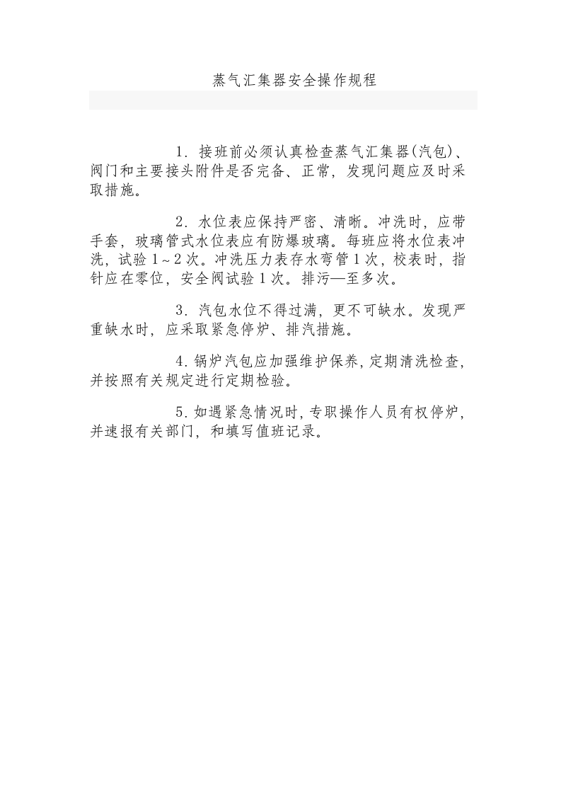 蒸气汇集器安全操作规程.docx 第1页